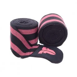 Fighter Black/Pink Striped Polycotton Handwraps, BAND F PINK