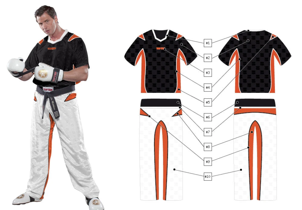 TopTen OFFERS Top Ten Energy Fighter Uniform - Black/white/orange, 1682-91GD 6 TopTen OFFERS Top Ten Energy Fighter Uniform - Black/white/orange, 1682-91GD