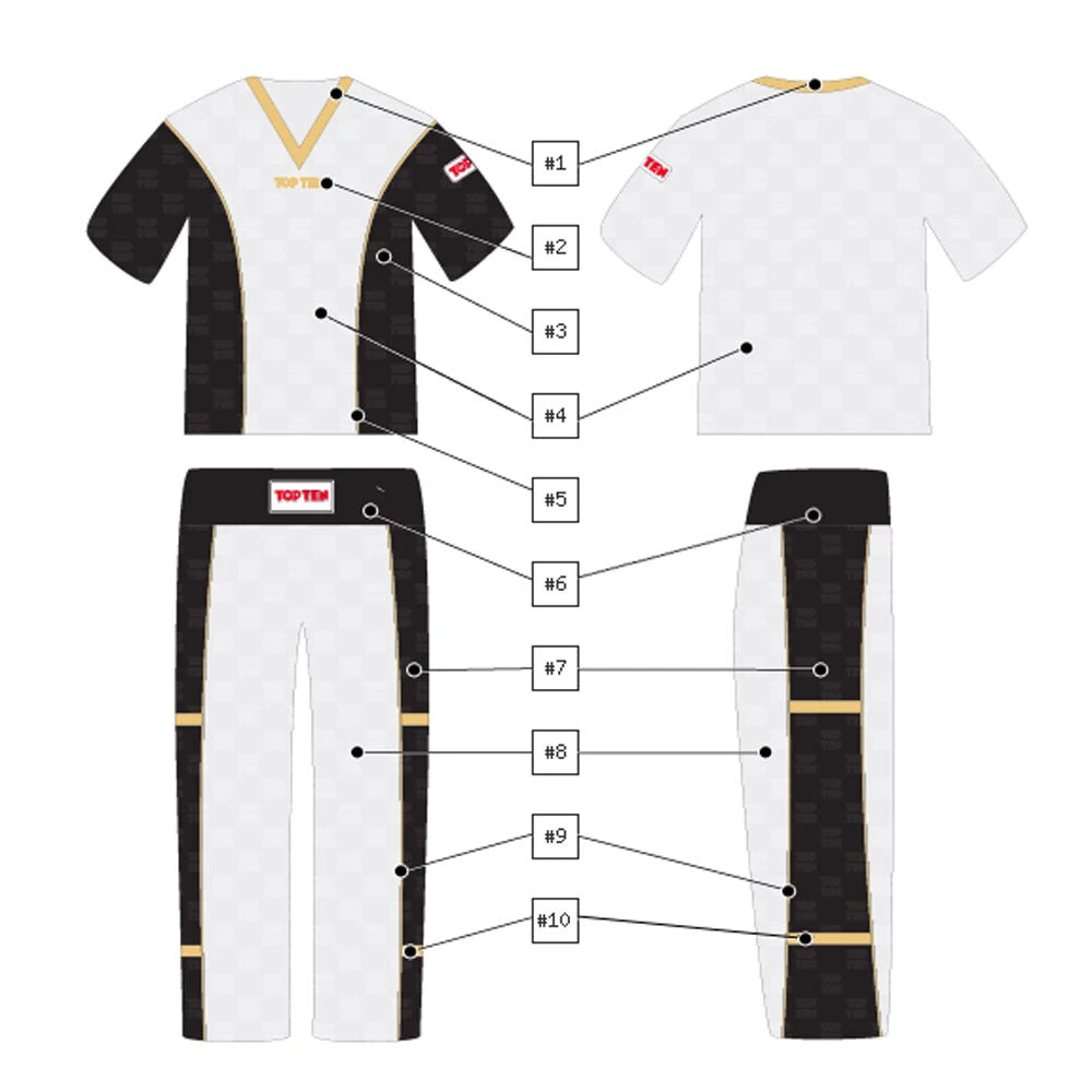 TopTen TOP TEN Uniform - White/black/gold, 1608-1WBG 4 TopTen TOP TEN Uniform - White/black/gold, 1608-1WBG