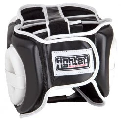 Fighter PU Black / White Sparring Headguard, JE-2796 PROTECTION 7 Fighter PU Black / White Sparring Headguard, JE-2796 PROTECTION
