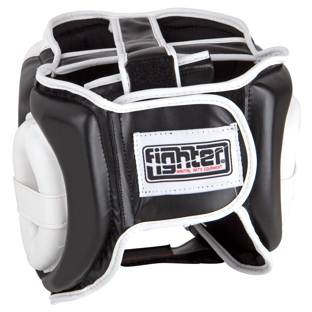 Fighter PU Black / White Sparring Headguard, JE-2796 PROTECTION 5 Fighter PU Black / White Sparring Headguard, JE-2796 PROTECTION
