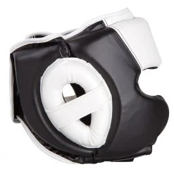 Fighter PU Black / White Sparring Headguard, JE-2796 PROTECTION