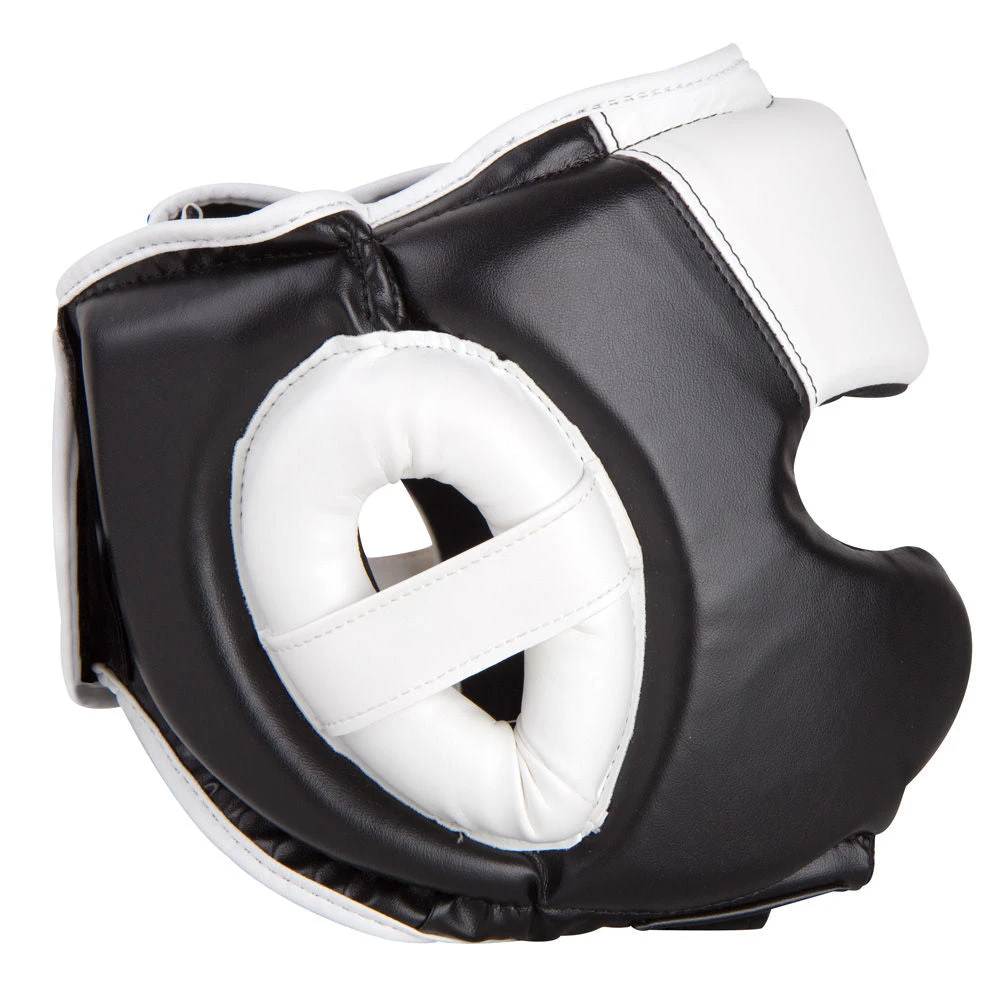 Fighter PU Black / White Sparring Headguard, JE-2796 PROTECTION 4 Fighter PU Black / White Sparring Headguard, JE-2796 PROTECTION