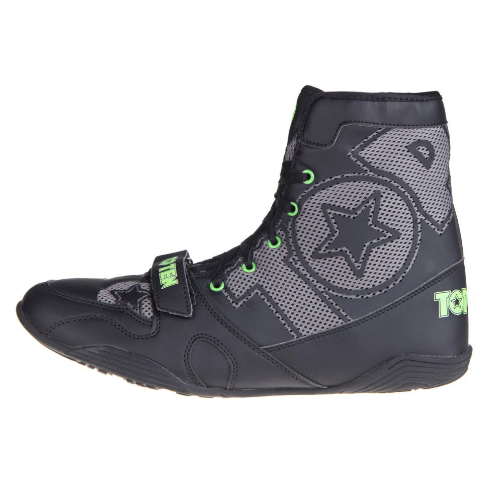 TopTen Boxing Shoes - Black/Grey Mid-Top With Lockdown Strap, 1172-1 OFFERS 3 TopTen Boxing Shoes - Black/Grey Mid-Top With Lockdown Strap, 1172-1 OFFERS