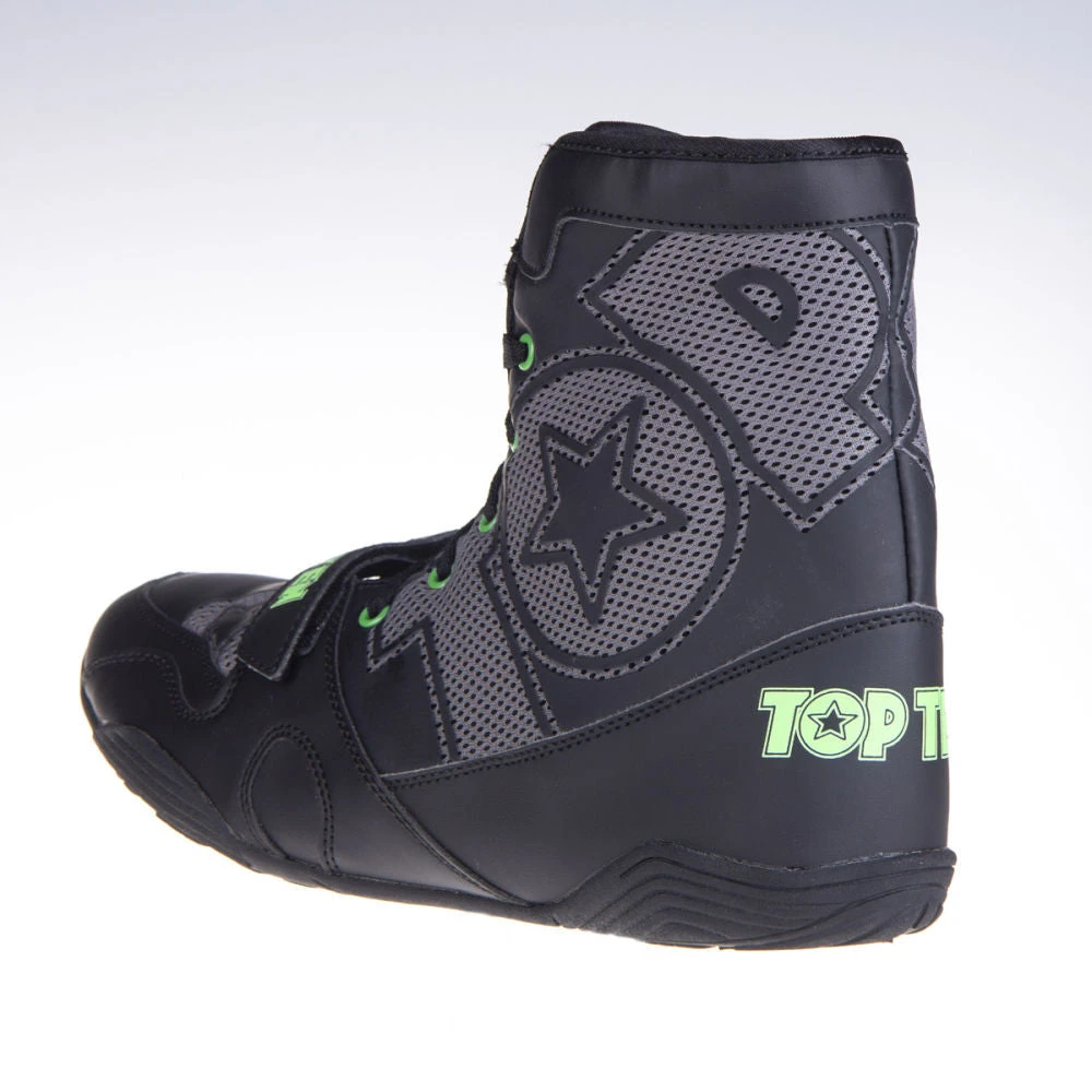 TopTen Boxing Shoes - Black/Grey Mid-Top With Lockdown Strap, 1172-1 OFFERS 4 TopTen Boxing Shoes - Black/Grey Mid-Top With Lockdown Strap, 1172-1 OFFERS