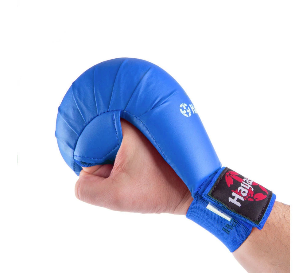 Hayashi WKF Open-Hand Karate Fist Protection Gloves - Blue, 237-4 9 Hayashi WKF Open-Hand Karate Fist Protection Gloves - Blue, 237-4