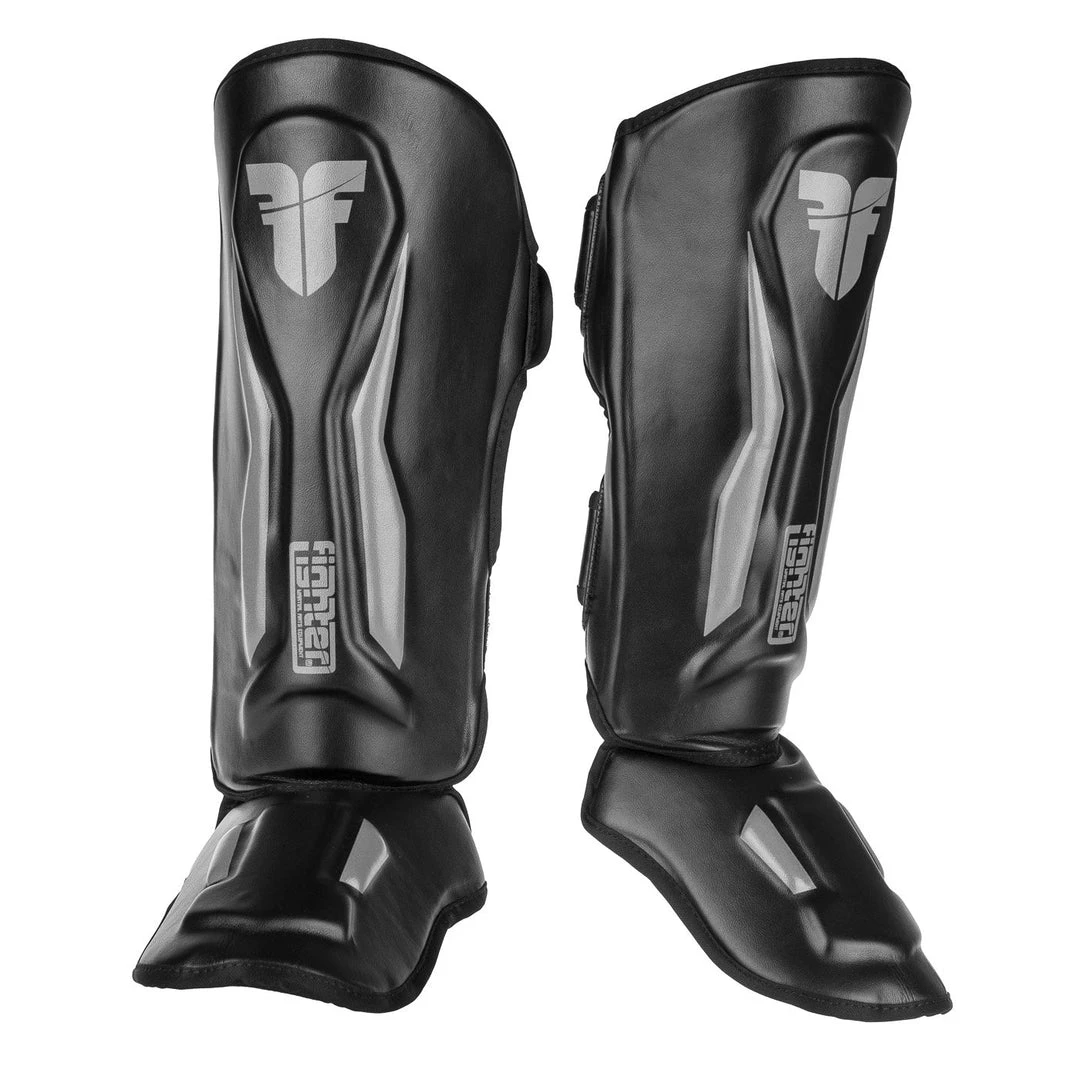 Fighter Shinguards Thai Ergo - Black/grey, FSG-004BG 3 Fighter Shinguards Thai Ergo - Black/grey, FSG-004BG