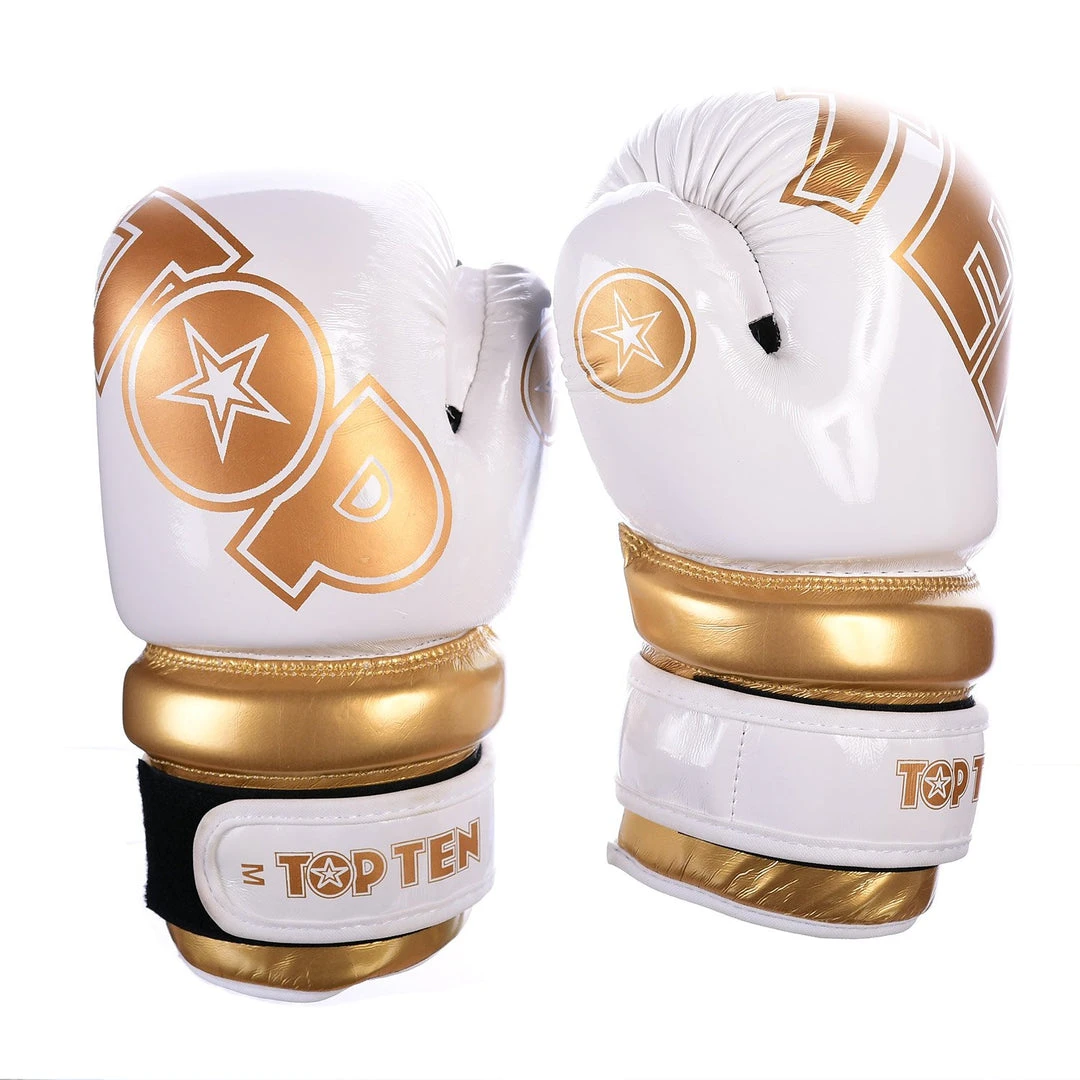 TopTen TOP TEN Glossy White/Gold Pointfighter Open-Hand Gloves, 21656-6 3 TopTen TOP TEN Glossy White/Gold Pointfighter Open-Hand Gloves, 21656-6