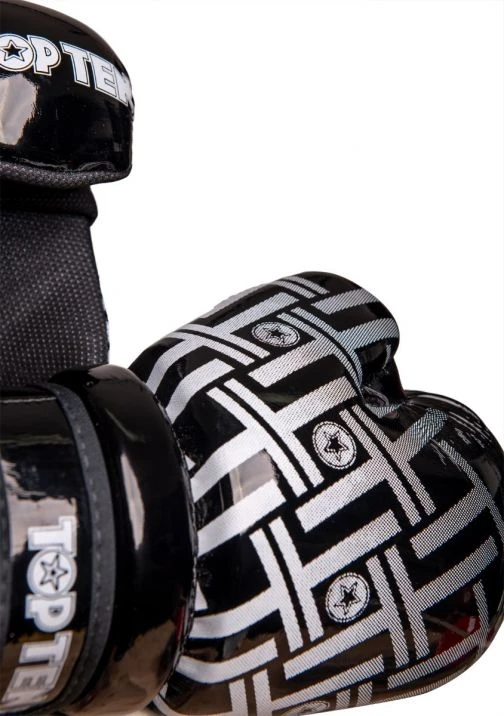 TopTen TOP TEN Glossy Black/White Prism Pointfighter Open-Hand Gloves 5 TopTen TOP TEN Glossy Black/White Prism Pointfighter Open-Hand Gloves