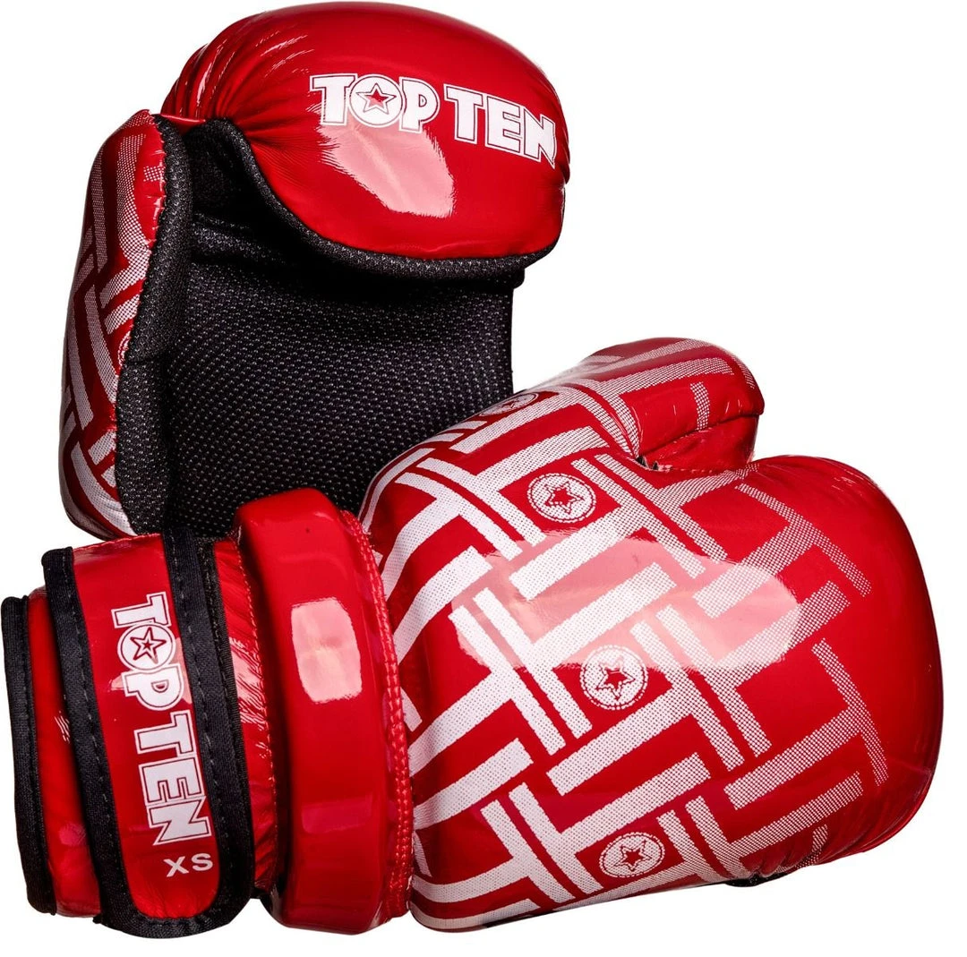 TopTen TOP TEN Glossy Red/White Prism Pointfighter Open-Hand Gloves 3 TopTen TOP TEN Glossy Red/White Prism Pointfighter Open-Hand Gloves
