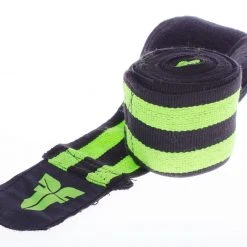 Fighter Black/Green Striped Polycotton Handwraps, BAND F GREEN